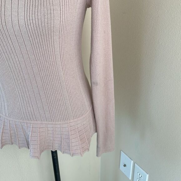 Tory Burch Margaret peplum dusty pink silk cashmere sweater - Picture 5 of 10